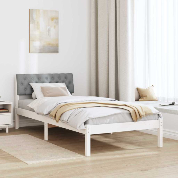 Estructura de cama con cabecera y gris claro 90 x 190 cm M 4