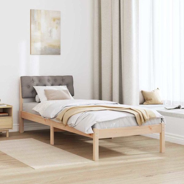 Estructura de cama con cabecera Marrón y taupe 75 x 190 cm M 4