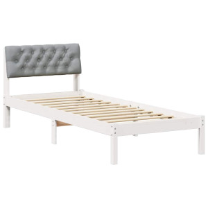 Estructura de cama con cabecera y gris claro 75 x 190 cm H