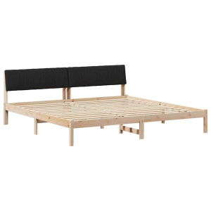 Estructura de cama con cabecera Marrón y negro 160 x 200 cm H
