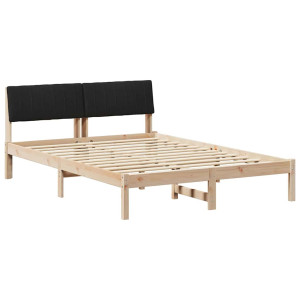 Estructura de cama con cabecera Marrón y negro 140 x 190 cm H