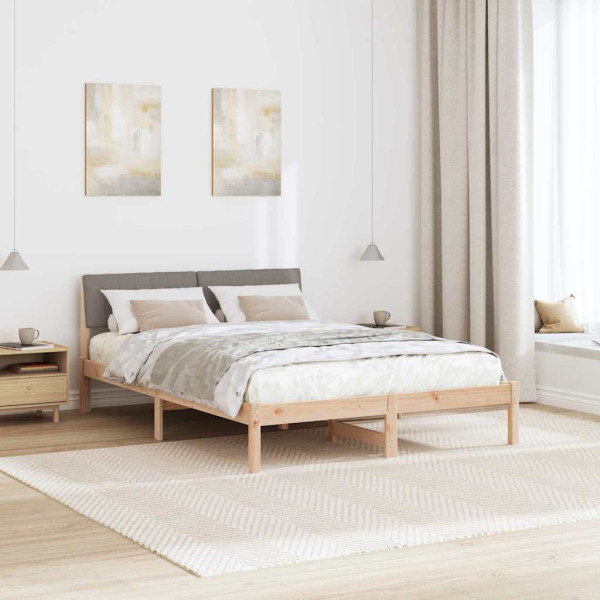 Estructura de cama con cabecera Marrón y taupe 140 x 190 cm M 4