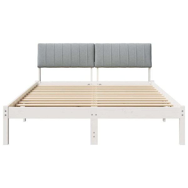 Estructura de cama con cabecera y gris claro 140 x 190 cm M 5