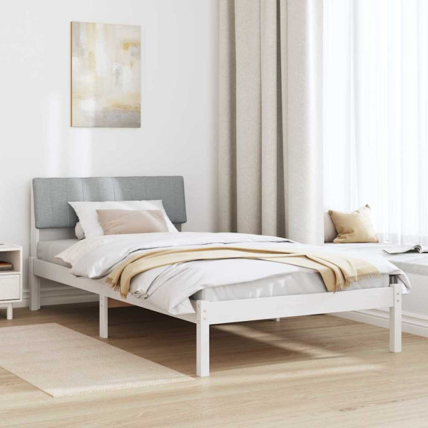 Estructura de cama con cabecera y gris claro 100 x 200 cm M 4