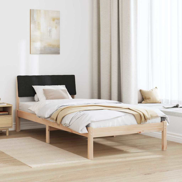 Estructura de cama con cabecera Marrón y negro 90 x 200 cm M 4