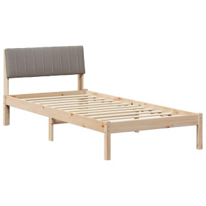 Estructura de cama con cabecera Marrón y taupe 90 x 200 cm H