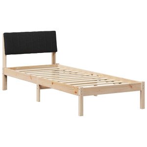 Estructura de cama con cabecera Marrón y negro 80 x 200 cm H