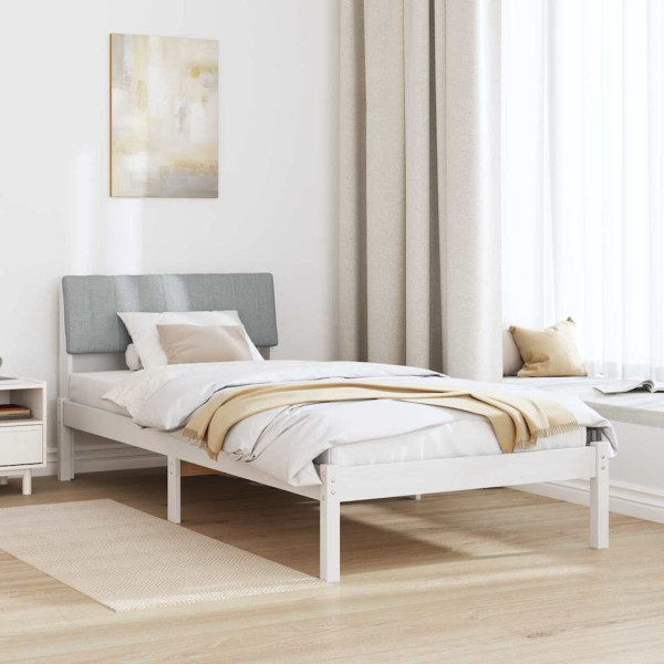 Estructura de cama con cabecera y gris claro 90 x 190 cm M 4