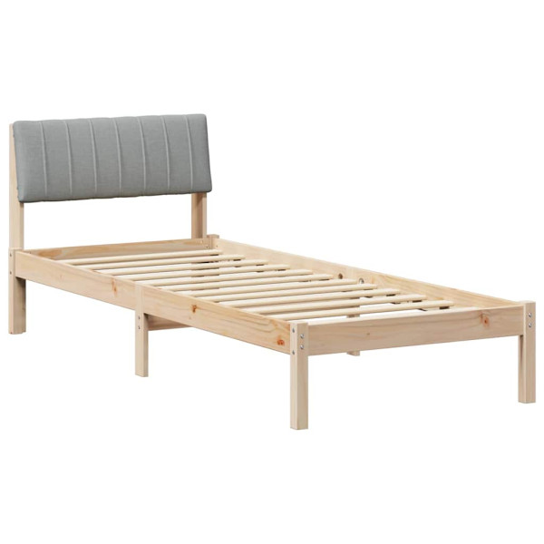 Estructura de cama con cabecera Marrón y gris claro 75 x 190 cm M 2