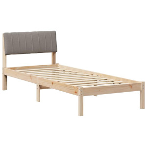 Estructura de cama con cabecera Marrón y taupe 75 x 190 cm H