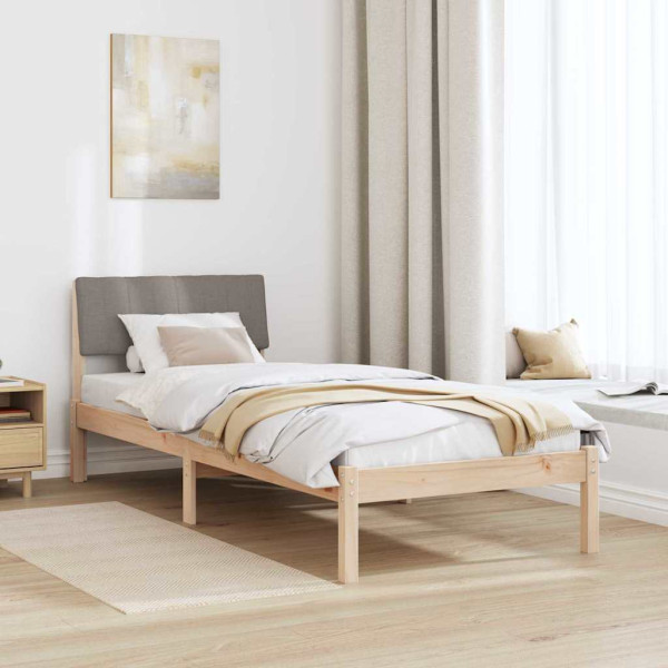 Estructura de cama con cabecera Marrón y taupe 75 x 190 cm M 4