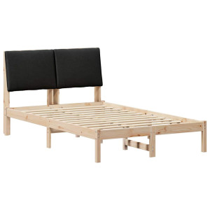 Estructura de cama con cabecera Marrón y negro 135 x 190 cm H