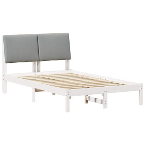 Estructura de cama con cabecera y gris claro 120 x 190 cm H