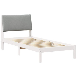 Estructura de cama con cabecera y gris claro 100 x 200 cm H