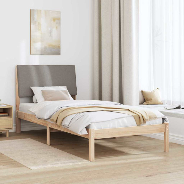 Estructura de cama con cabecera Marrón y taupe 90 x 200 cm M 4
