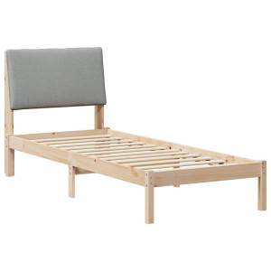 Estructura de cama con cabecera Marrón y gris claro 80 x 200 cm H