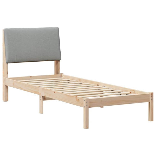 Estructura de cama con cabecera Marrón y gris claro 75 x 190 cm M 2