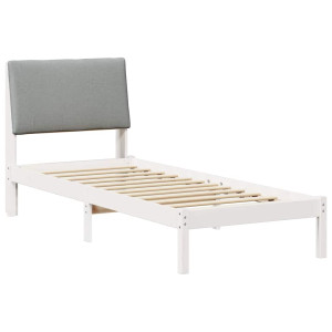 Estructura de cama con cabecera y gris claro 75 x 190 cm H