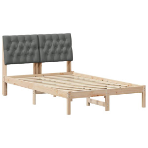 Estructura de Cama con Cabecera Tapizada Marrón 120 x 200 cm H