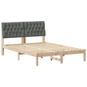 Estructura de cama con cabecera Gris oscuro 140 x 190 cm H
