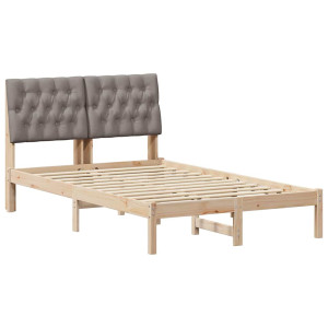 Estructura de Cama con Cabecera Tapizada Marrón 120 x 190 cm H