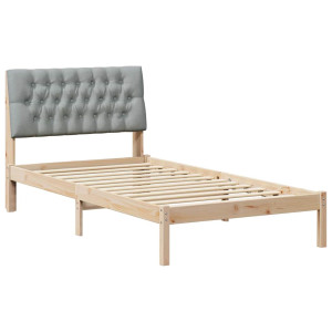 Estructura de Cama con Cabecera Tapizada Marrón 100 x 200 cm H