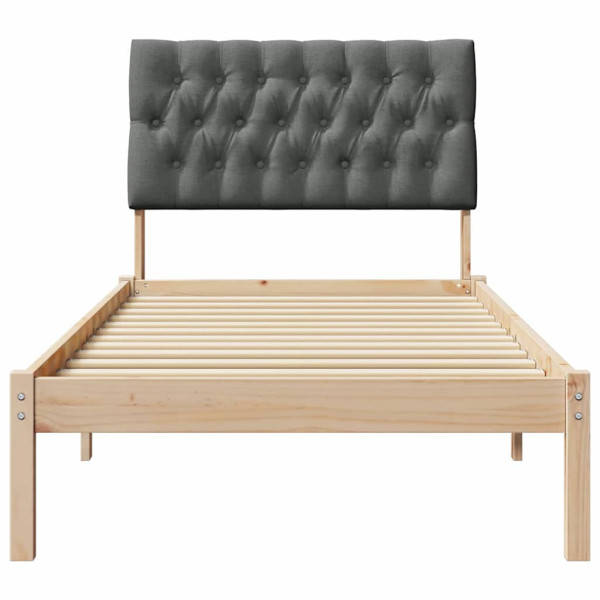 Estructura de Cama con Cabecera Tapizada Marrón 90 x 200 cm M 5