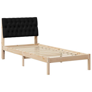 Estructura de Cama con Cabecera Tapizada Marrón 90 x 200 cm H