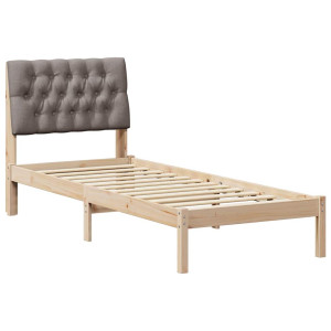Estructura de Cama con Cabecera Tapizada Marrón 80 x 200 cm H