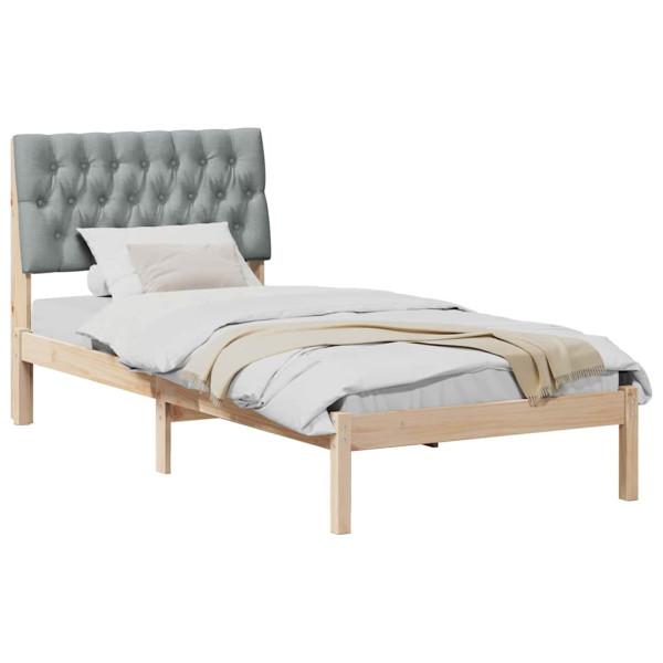 Estructura de Cama con Cabecera Tapizada Marrón 90 x 190 cm M 3