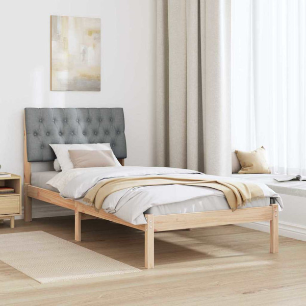 Estructura de Cama con Cabecera Tapizada Marrón 90 x 190 cm M 4