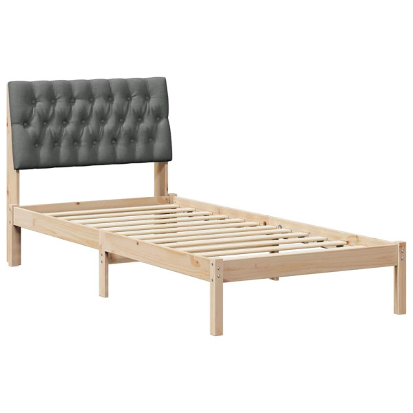 Estructura de Cama con Cabecera Tapizada Marrón 90 x 190 cm M 2