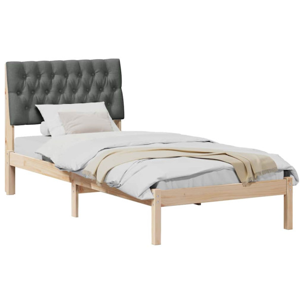 Estructura de Cama con Cabecera Tapizada Marrón 90 x 190 cm M 3