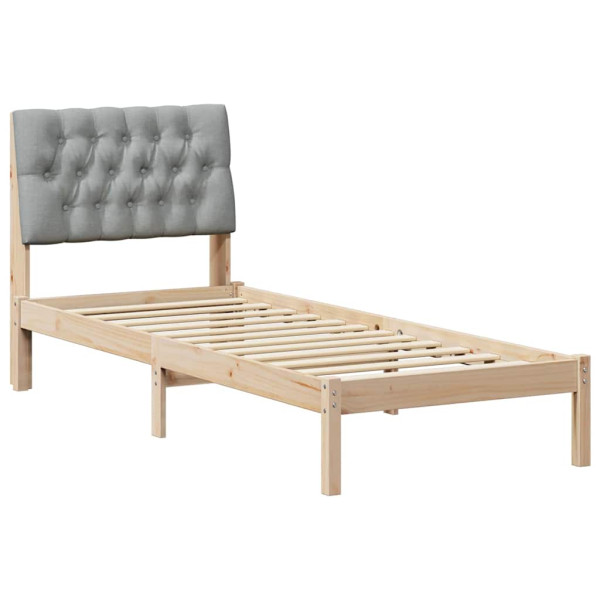Estructura de Cama con Cabecera Tapizada Marrón 75 x 190 cm M 2