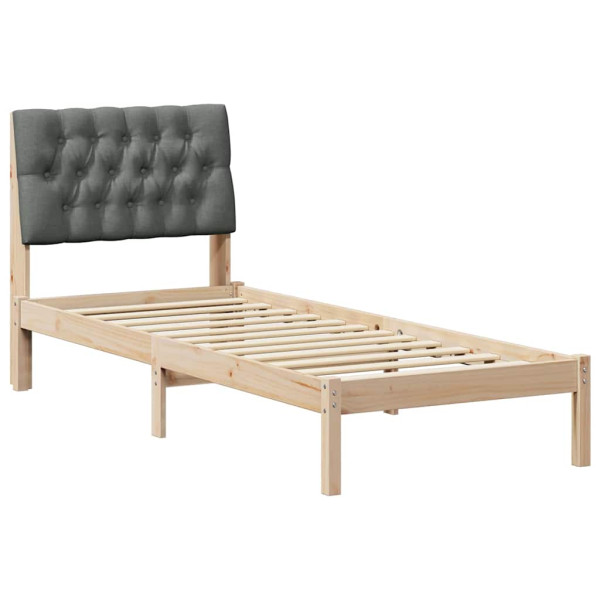 Estructura de Cama con Cabecera Tapizada Marrón 75 x 190 cm M 2