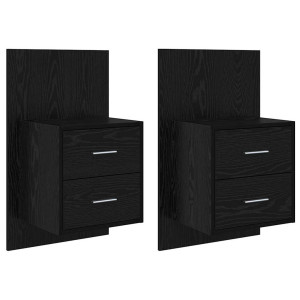 Armario de noche montado en la pared 2 pcs Roble Negro H