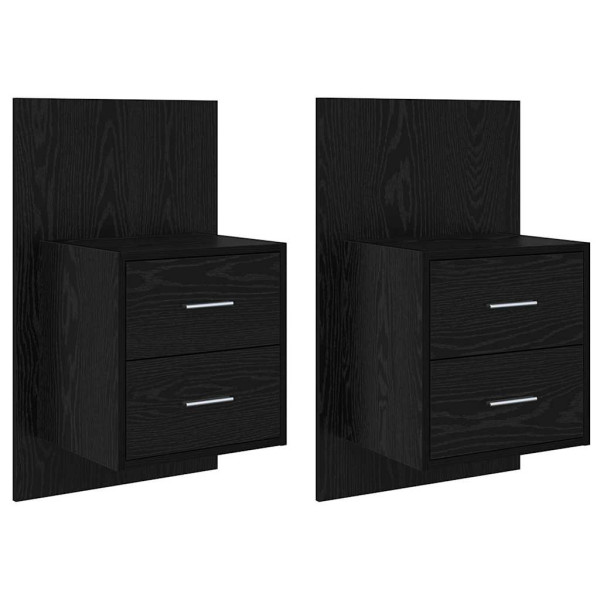 Armario de noche montado en la pared 2 pcs Roble Negro M 2