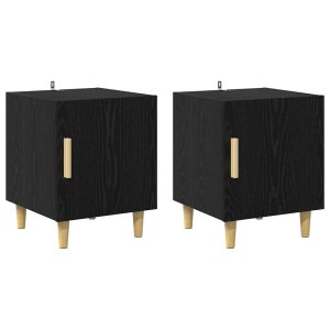 Armario de Noche 2 pcs Roble Negro 40 x 40 x 50 cm H