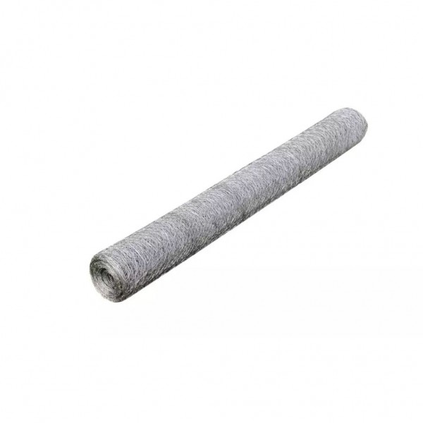 Malla de alambre de acero galvanizado plateada 25x0.75 m M 2