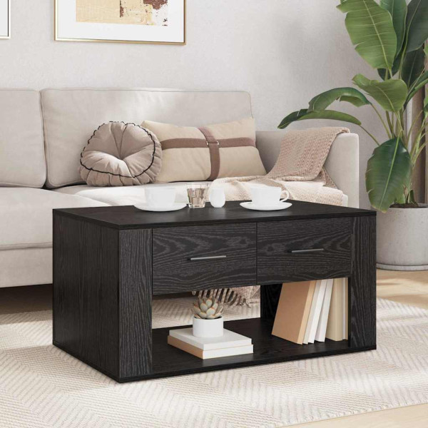 Mesa de Café Roble Negro 80 x 50 x 40 cm Madera contrachapada M 4