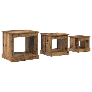 Mesa de Café 3 pcs Madera Vieja Madera contrachapada H