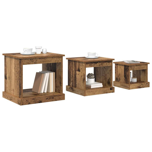 Mesa de Café 3 pcs Madera Vieja Madera contrachapada M 3
