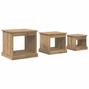 Mesa de Café 3 pcs Roble artesanal Madera contrachapada H