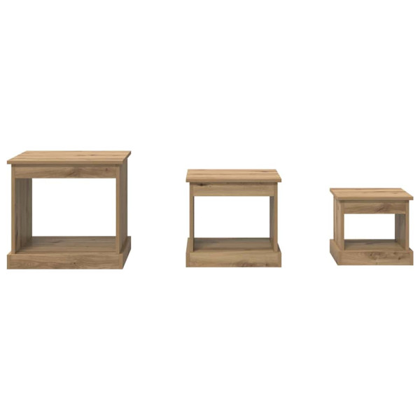 Mesa de Café 3 pcs Roble artesanal Madera contrachapada M 5