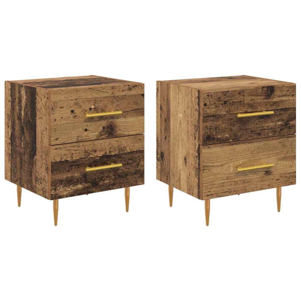 Armario de Noche con cajón 2 pcs Madera Vieja 40 x 35 x 47.5 cm M 2