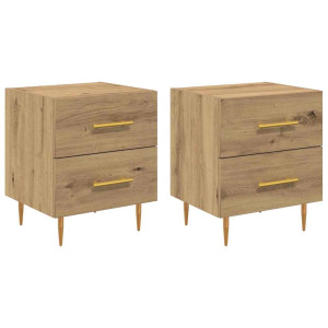Armario de Noche 2 pcs Roble artesanal 40 x 35 x 47.5 cm H