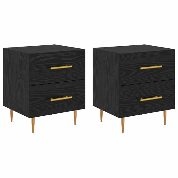 Armario de Noche con cajón 2 pcs Roble Negro 40 x 35 x 47.5 cm M 2