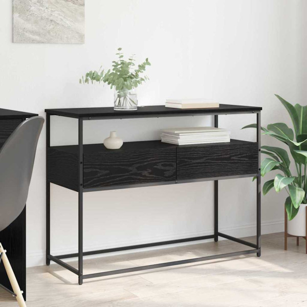 Mesa Consola con cajón Roble Negro 100 x 40 x 75 cm D