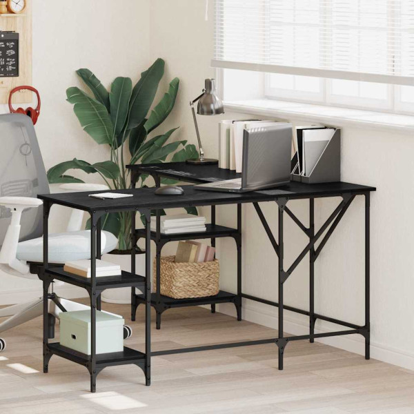 Escritorio Roble Negro 139 x 139 x 75 cm Madera contrachapada D