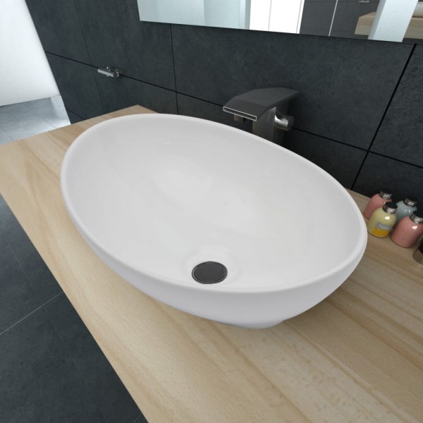 Lavabo ovalado de cerámica blanco 40x33 cm M 5
